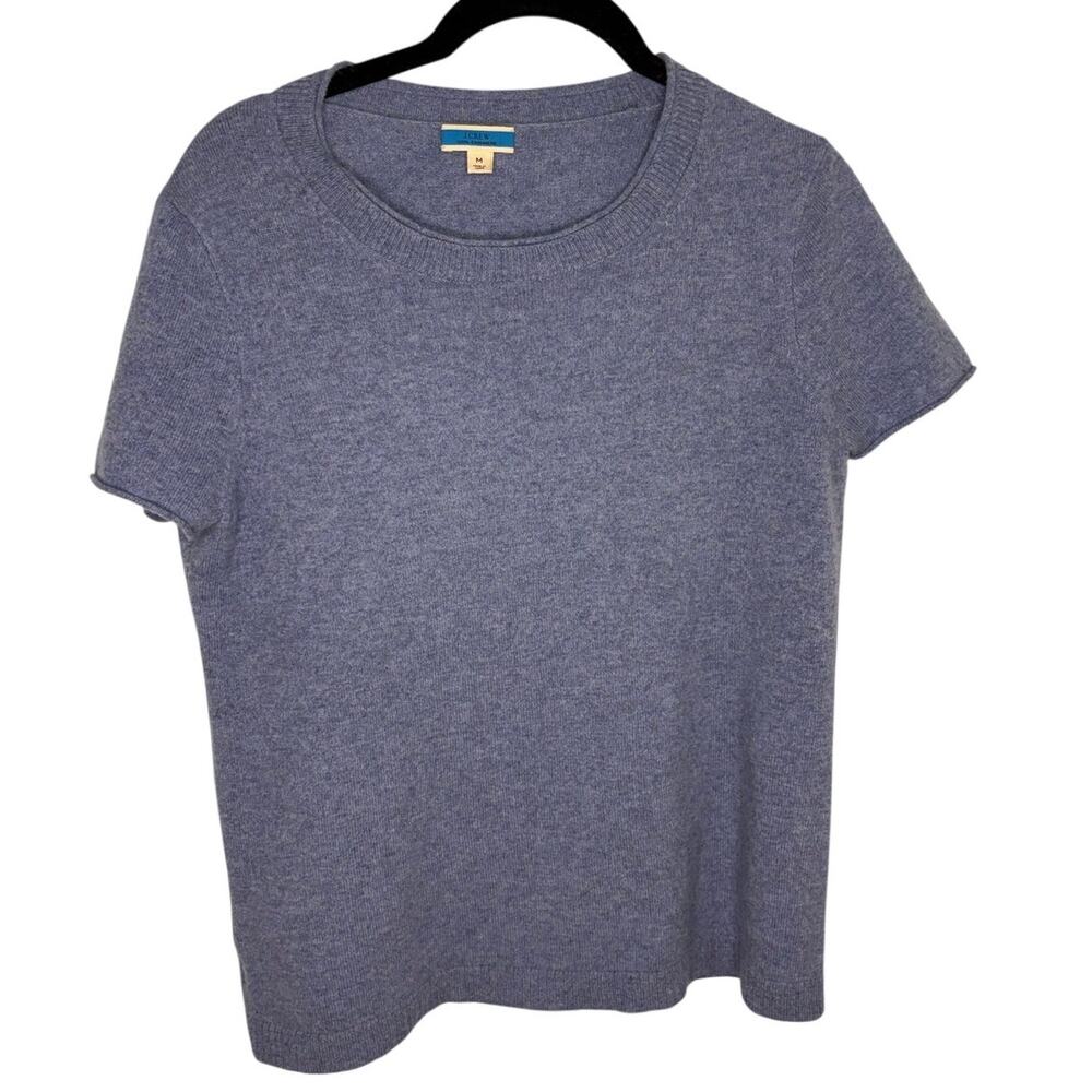 J. Crew 100% Cashmere Short Sleeve Sweater Women's Size Medium Blue
